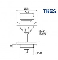 MEDIDAS VALVULA CLICK LAVABO TRES